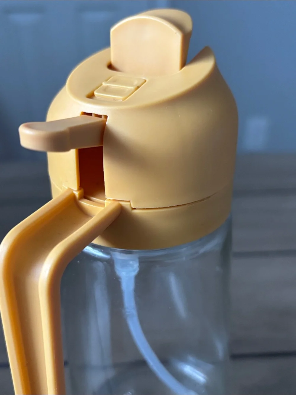 Yellow Glass Oil Dispenser with Pour Spout and Spray Lever